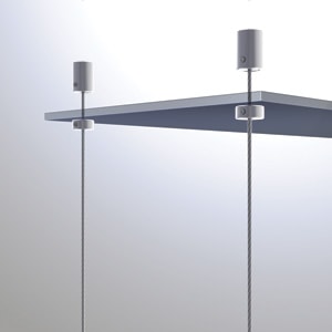 Rendering of Ceiling Shield for 3mm Cable - Shown with 3mm Cable and Ceiling Fittings