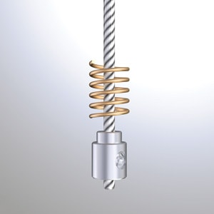 Rendering of Bottom Cable Grip and Spring for 3mm Cable