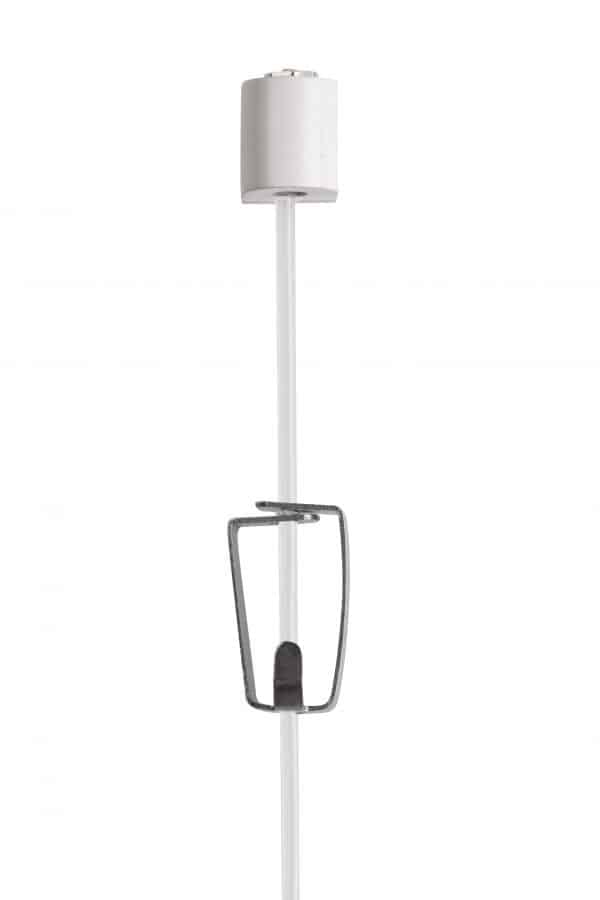 White Cylinder Anchor, Perlon Cord with Disc, and SmartSpring Hook - Suitable for use with J-rail Picture Hanging System