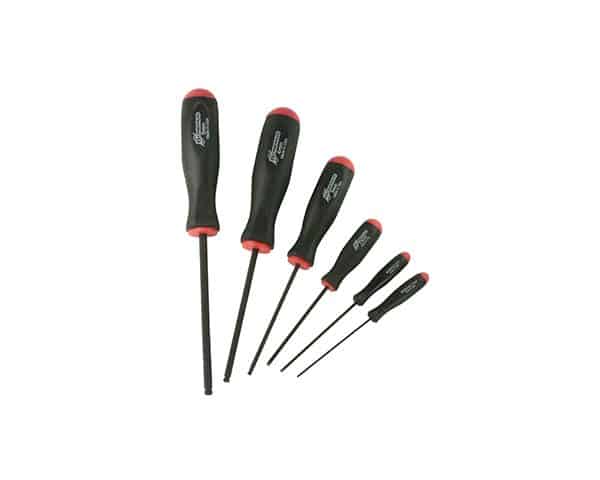 6 Piece Metric Ball End Hex Key Set - Includes 1.5mm, 2mm, 2.5mm, 3mm, 4mm, and 5mm Hex Keys