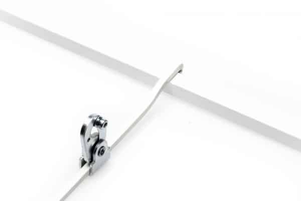 White J-rail Max Picture Hanging System, 4x4 G Top Museumrod, and Anti-Theft Hook - Used to Prevent Theft of Artwork