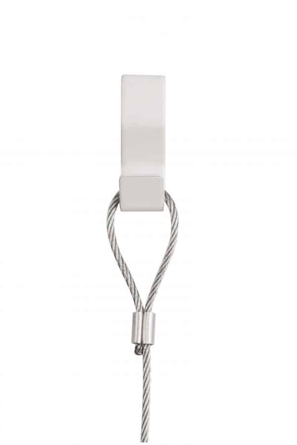 White S-Hook and Steel Cable with Loop - Suitable for Use with J-rail and Zipper Hook