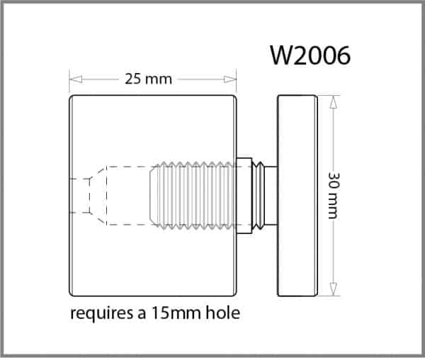 30mm Diameter X 25mm Length Standoff Details - Holds up to 12mm Material
