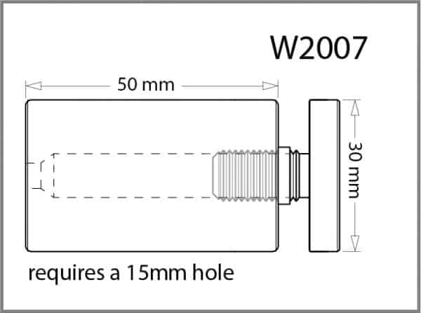 30mm Diameter X 50mm Length Standoff Details - Holds up to 12mm Material