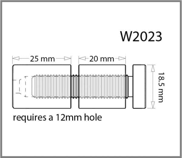 18.5mm Diameter Double Panel Standoff Details - Holds 2 Panels 3-8mm