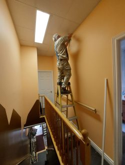 Installation in Home with narrow hallways and steep staircase