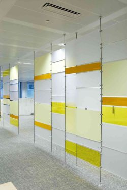 Office Dividers made from Rod Hardware and Acrylic Panels
