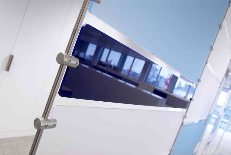 Office Dividers made from Rod Hardware and Acrylic Panels