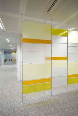 Office Dividers made from Rod Hardware and Acrylic Panels